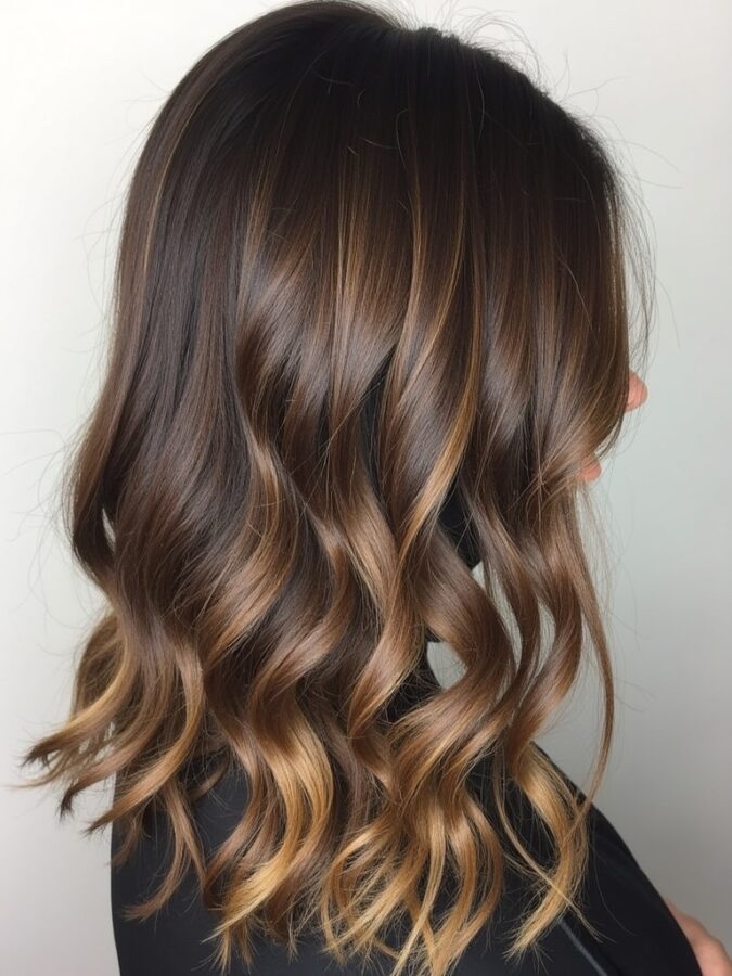 Hair Color Ideas For Brunettes: Chestnut Brown with Copper Lowlights