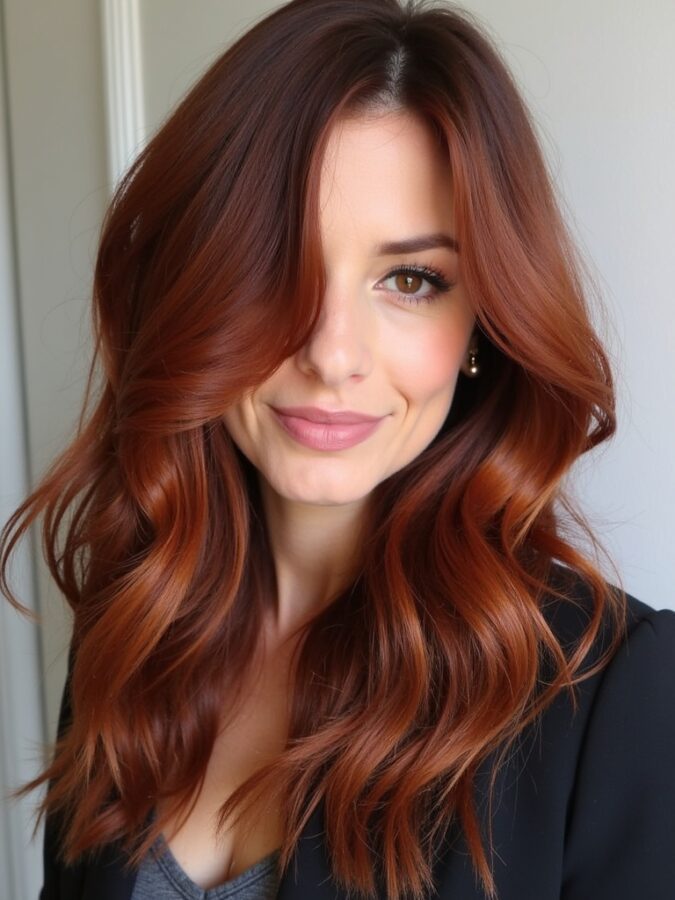 Hair Color Ideas For Brunettes: Rose Gold Balayage on Dark Hair