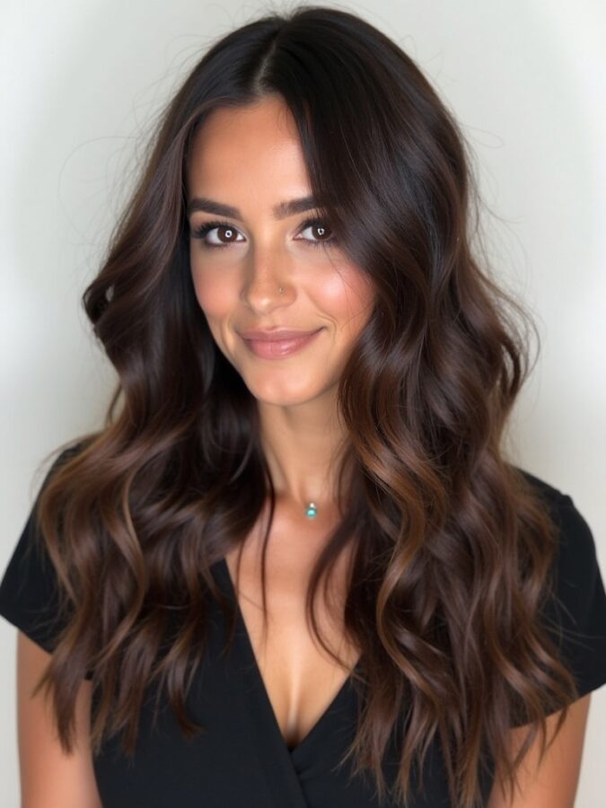 Hair Color Ideas For Brunettes: Chestnut Brown with Copper Lowlights
