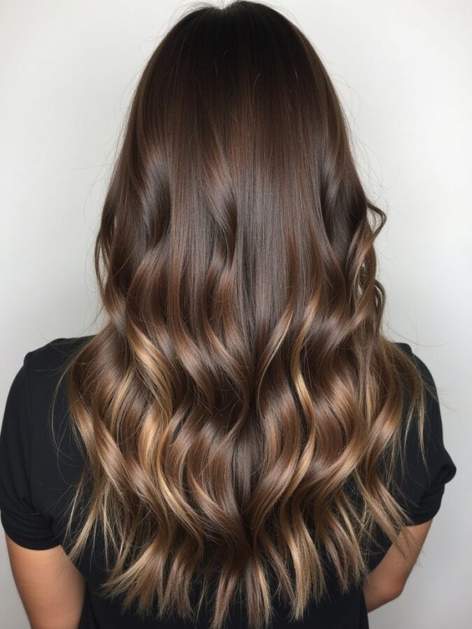 Hair Color Ideas For Brunettes: Bronzed Brown with Subtle Gold Foils