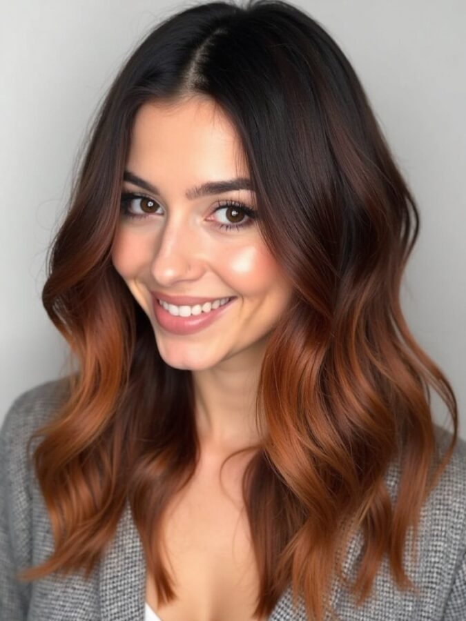 Hair Color Ideas For Brunettes: Deep Black to Teal Ombre