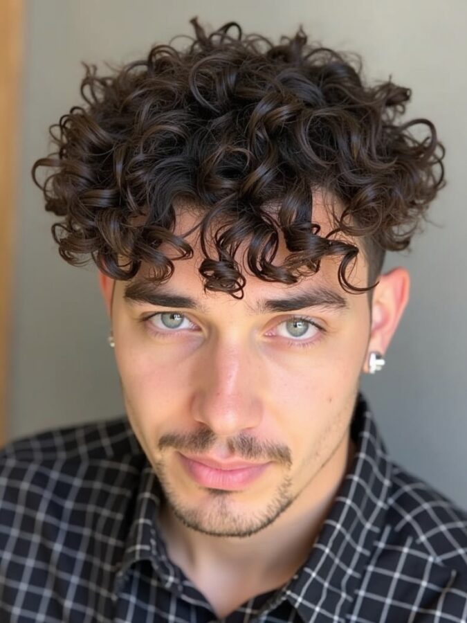 Mens Curly Hair Styles: Brushed Back Curls