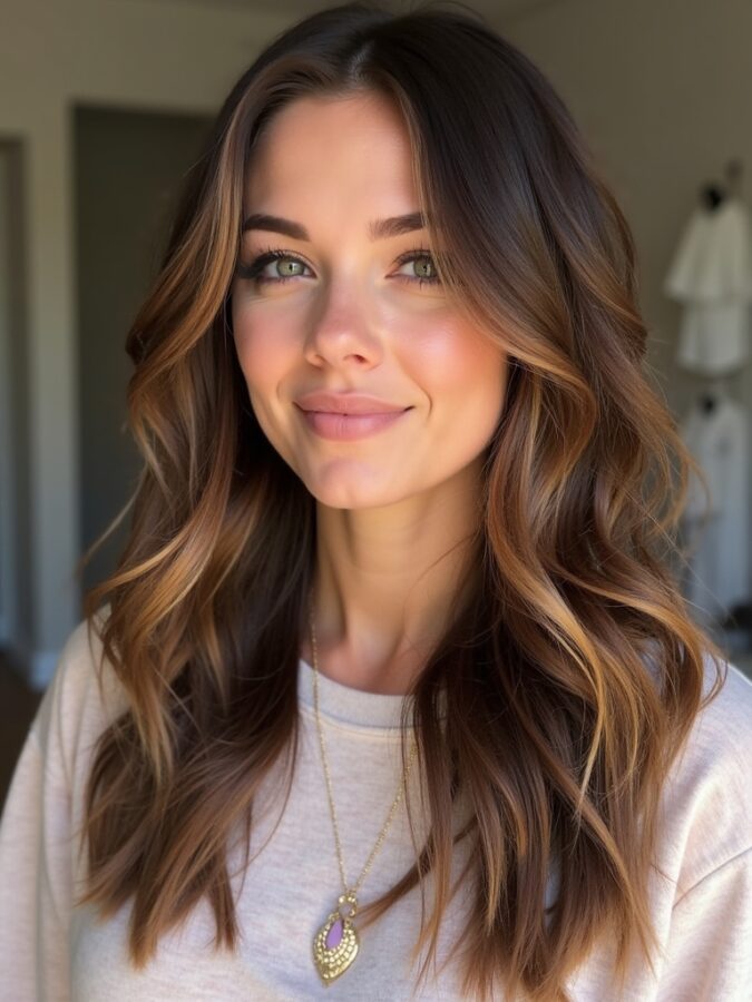 Hair Color Ideas For Brunettes: Mocha with Golden Undertones