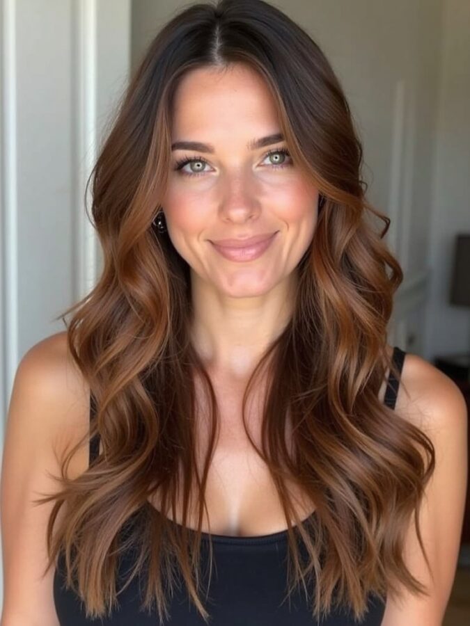Hair Color Ideas For Brunettes: Mahogany Swirl