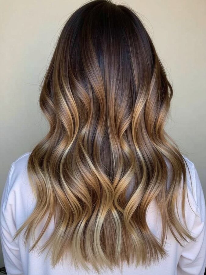 Hair Color Ideas For Brunettes: Espresso with Bronze Babylights
